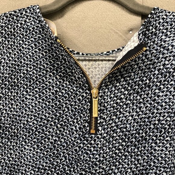 Michael Kors Short Sleeve Shift Dress XS Blue Printed Crewneck Knee Length - Picture 3 of 10